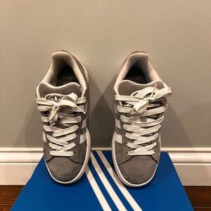 Adidas Gray and White Lace-Up Sneakers